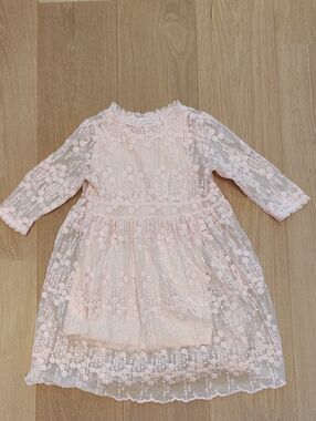 Toddler/Petite Soft Pink Floral Lace Party Dress